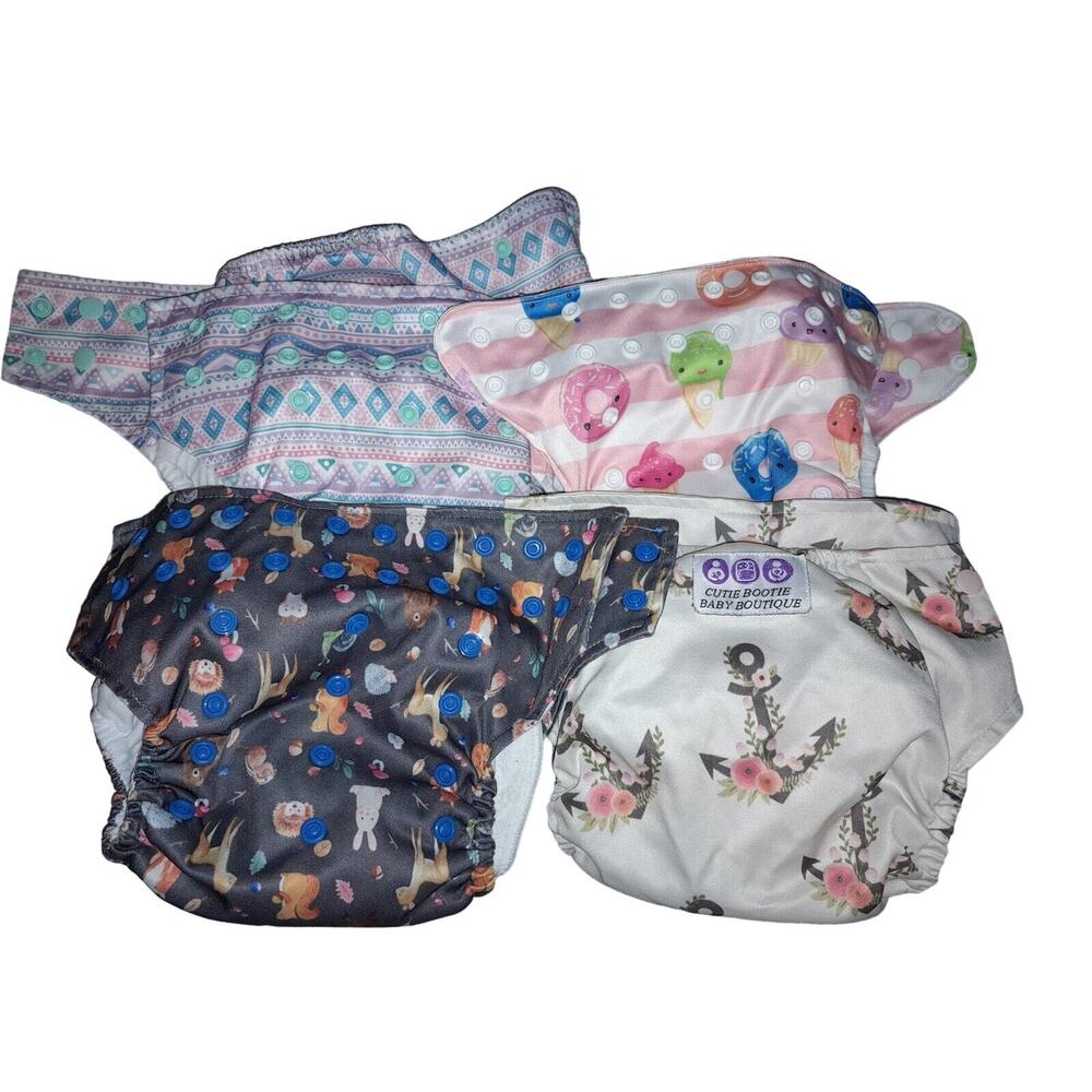 4 CUTIE BOOTIE BABY BOUTIQUE CLOTH DIAPERS